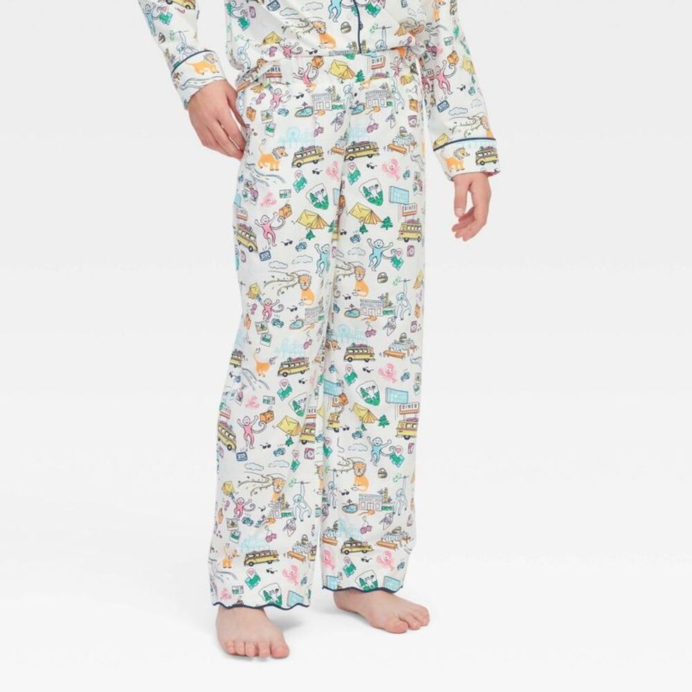 Girls' Roadtrip Long Sleeves and Pants Pajama Set Blue/Yellow/Pink - Picture 4 of 4